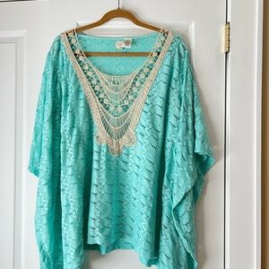 Women's Turquoise Lace Beach cover up